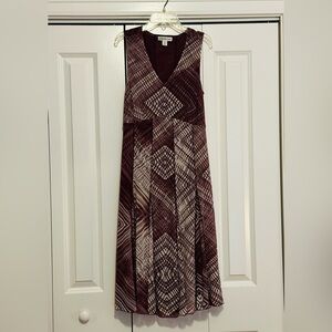 Coldwater Creek Burgundy and Cream Patterned Dress